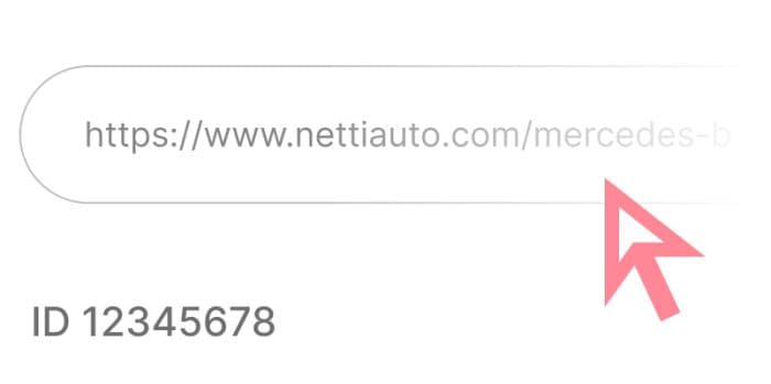 1. Lisää Nettiauto-linkki tai rekisterinumero.